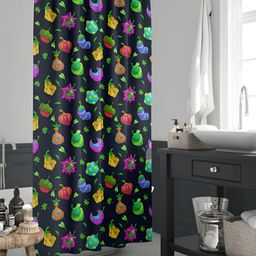 ArtzFolio Black & Green Printed Waterproof Shower Curtain-image-45