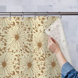 ArtzFolio Cream & Brown Printed Waterproof Shower Curtains-17