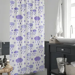 ArtzFolio White & Blue Clouds Printed Waterproof Shower Curtains-11
