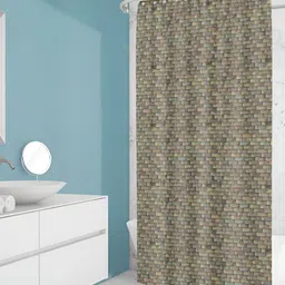 ArtzFolio Brown & Beige Printed Waterproof Shower Curtains-image-62