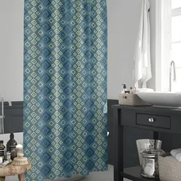 ArtzFolio Grey & Blue Printed Waterproof Shower Curtains-picture-36