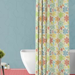 ArtzFolio White & Blue Printed Waterproof Shower Curtains-image-105