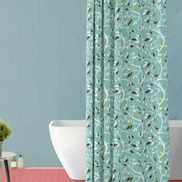 ArtzFolio Sea-Green & White Printed Waterproof Shower Curtains-1