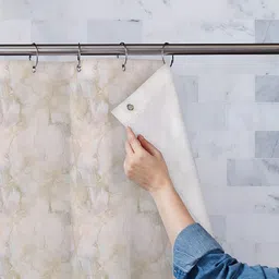 ArtzFolio Camel-Brown & Grey Printed Waterproof Shower Curtains-3