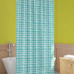 ArtzFolio White & Sea-Green Printed Waterproof Shower Curtains-image-95