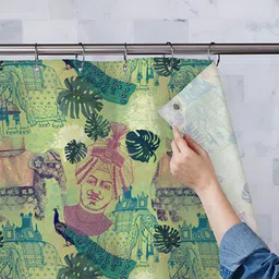 ArtzFolio Green & Pink Printed Waterproof Shower Curtain-image-97