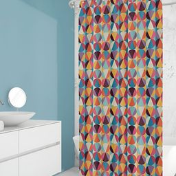 ArtzFolio Blue & Orange Colored Printed Waterproof Shower Curtains-14