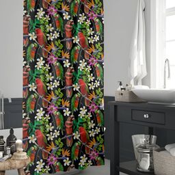 ArtzFolio Black & Green Floral Printed Waterproof Shower Curtain-image-89