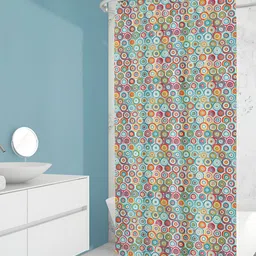 ArtzFolio Blue & Orange Printed Waterproof Shower Curtains-14