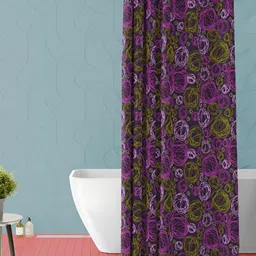ArtzFolio Black-Purple & Yellow Printed Waterproof Shower Curtains-26