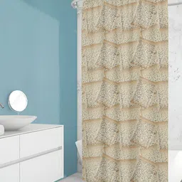 ArtzFolio Beige & Black Printed Waterproof Shower Curtains-image-96