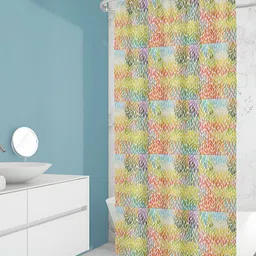 ArtzFolio White & Orange-colored Printed Waterproof Shower Curtain-picture-13