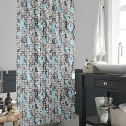 ArtzFolio Grey & Turquoise Blue Printed Waterproof Shower Curtains-image-83