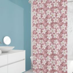 ArtzFolio Pink & White Printed Waterproof Shower Curtains-image-80