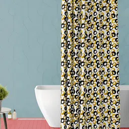 ArtzFolio Yellow & White Printed Waterproof Shower Curtains-image-100