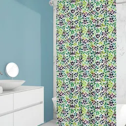 ArtzFolio White & Green Printed Waterproof Shower Curtain-9