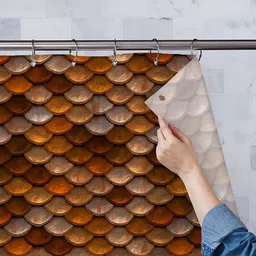 ArtzFolio Brown Printed Waterproof Shower Curtains-image-98