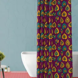 ArtzFolio Purple-Yellow & Blue Printed Waterproof Shower Curtains-6