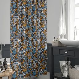 ArtzFolio Blue & White Printed Waterproof Shower Curtains-image-56