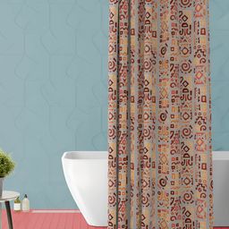 ArtzFolio Orange & Grey Printed Waterproof Shower Curtains-17