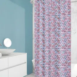 ArtzFolio Pink -Brown & Blue Printed Waterproof Shower Curtains-picture-42