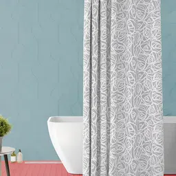 ArtzFolio Grey & White Printed Waterproof Shower Curtains-20