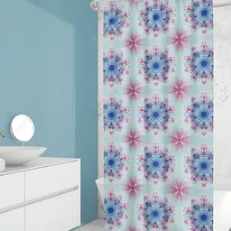 ArtzFolio White-Blue & Pink Printed Waterproof Shower Curtains-5