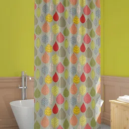 ArtzFolio Grey & Green Printed Waterproof Shower Curtains-2