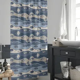 ArtzFolio Blue & Beige Printed Waterproof Shower Curtains-image-77