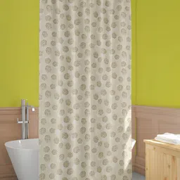 ArtzFolio Cream Coloured & Brown Printed Waterproof Shower Curtains-26