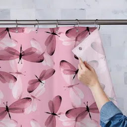 ArtzFolio Pink Printed Waterproof Shower Curtains-image-3