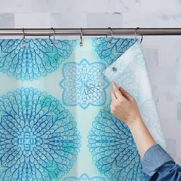 ArtzFolio Blue Printed Waterproof Shower Curtains-image-82