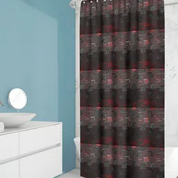 ArtzFolio Grey & Red Printed Waterproof Shower Curtains-image-58