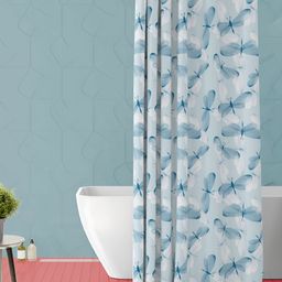 ArtzFolio Blue & White Printed Waterproof Shower Curtains-image-102
