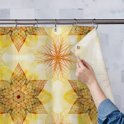ArtzFolio Brown & Yellow Printed Waterproof Shower Curtains-6