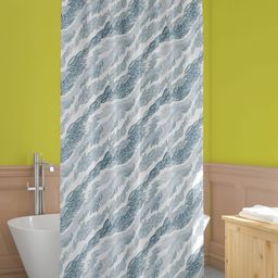 ArtzFolio White & Teal-colored Printed Waterproof Shower Curtain-image-73