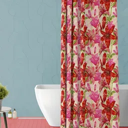 ArtzFolio Rust-Pink & Green Printed Waterproof Shower Curtains-23