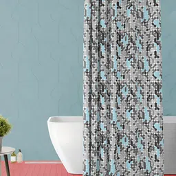 ArtzFolio Grey & Blue Printed Waterproof Shower Curtains-image-73