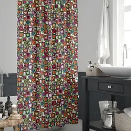 ArtzFolio Cream-Red & Blue Printed Waterproof Shower Curtains-image-36