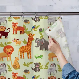 ArtzFolio Green & Orange Printed Waterproof Shower Curtains-image-86