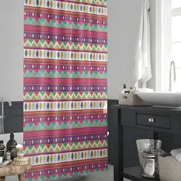 ArtzFolio Blue & Pink Printed Waterproof Shower Curtain-14