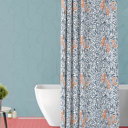 ArtzFolio White & Blue Printed Waterproof Shower Curtains-picture-43