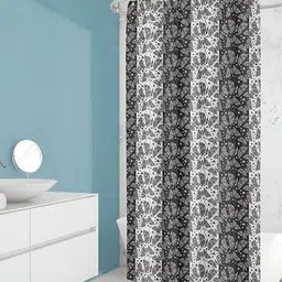 ArtzFolio Grey & White Printed Waterproof Shower Curtains-30