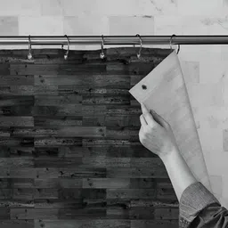 ArtzFolio Black & Grey Printed Waterproof Shower Curtains-picture-2