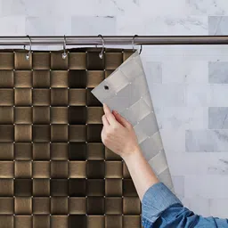 ArtzFolio Brown & Black Printed Waterproof Shower Curtains-image-89