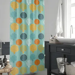 ArtzFolio Turquoise-colored & Mustard Yellow Printed Waterproof Shower Curtain-image-57