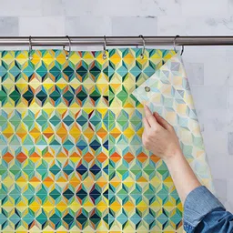 ArtzFolio Yellow & Green Printed Waterproof Shower Curtains-picture-12