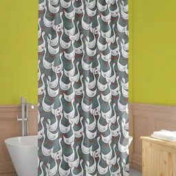 ArtzFolio White & Green Printed Waterproof Shower Curtain-image-33