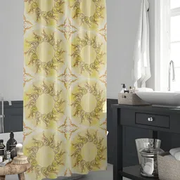 ArtzFolio Yellow & Brown Printed Waterproof Shower Curtains-image-91