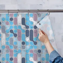 ArtzFolio Turquoise Blue & Grey Printed Waterproof Shower Curtains-image-21